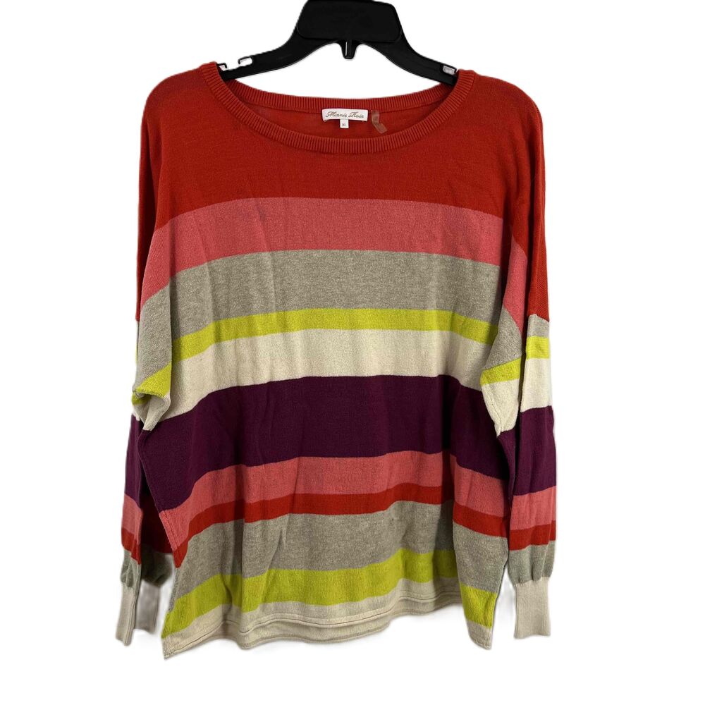 Minnie Rose Multicolor Striped Lightweight‎ Crewneck Cotton Sweater XL